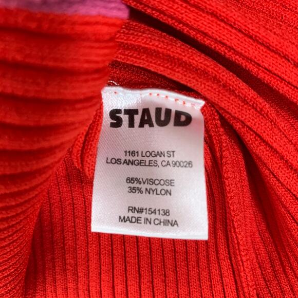 Staud Colleen Two-Tone Ribbed Knit Dress in Lollipop Size M - Picture 8 of 10